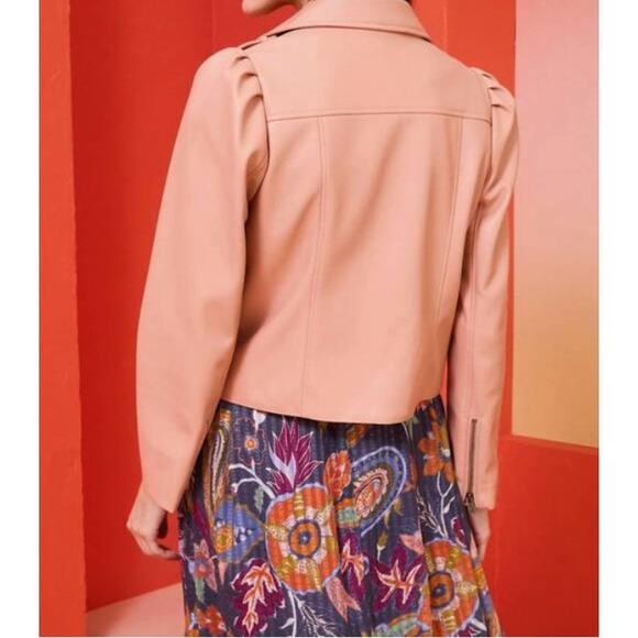 Marie Oliver Maeve Moto Jacket Vegan Leather in Beige Blush, S - Picture 2 of 11